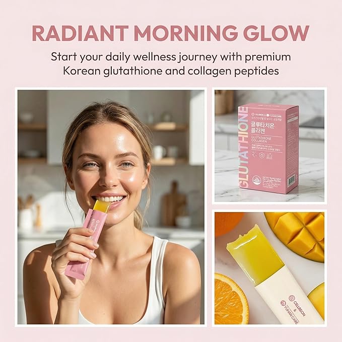 Korean Glutathione Collagen Jelly Sticks 30 Packets - Premium Beauty Supplement with 2000mg Fish Collagen Peptide, Anti-Wrinkle, Hydrating Skin Elasticity, Joint Support