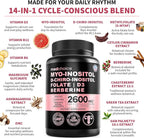 14-in-1 Women’s Inositol Complex Supplement – 40:1 Myo & D-Chiro Inositol with Folate, Vitamin D3, Zinc, Magnesium & Botanicals for Hormone & Feminine Wellness Support – (120 Capsules) (Pack of 2)