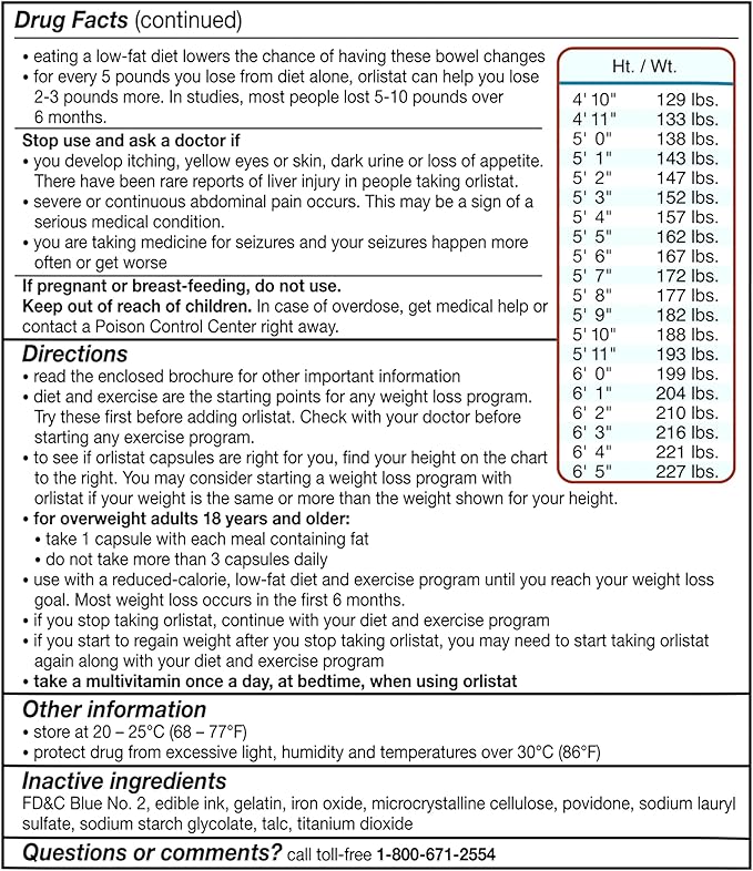 alli Weight Loss Diet Pills, Orlistat 60 mg Capsules, Non Prescription Weight Loss Aid, 120 Count Refill Pack