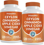 5-in-1 Ceylon Cinnamon Capsules 2355mg - Apple Cider Vinegar Capsules with Turmeric, Panax Ginseng & Bioperine - Cinnamon Supplements for Women & Men - Non-GMO, Vegan, Gluten-Free (120 Ct) (2-Pack)
