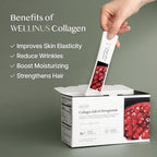Korean Collagen Jelly Sticks - 25 Pomegranate Flavored Marine Collagen Peptide Snacks for Anti-Aging- Collagen Protein Sugar-Free, Travel Packs for Hair & Nail Strength