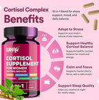WIXAR Cortisol Supplements for Women with Ashwagandha, Magnesium, L-Theanine, Rhodiola Rosea - for High Cortisol Balanace Manager - for Sleep Support, Mood & Focus Supplement - 90 Capsules