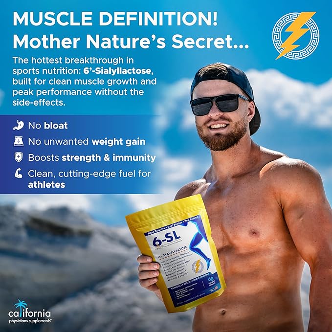 100% Pure 6-Sialyllactose (6-SL) - Muscle Support Supplement to Increase Strength, Build Lean Muscle Mass, Enhance Recovery, and Boost Performance - 3-Month Supply