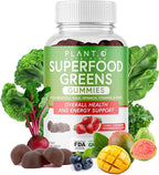PLANT.O NUTRITION SuperGreens Gummies | Daily Greens Superfood with Fruits, Vegetables & Vitamins to Boost Immunity, Cognitive & Gut Health | Watermelon & Strawberry Flavor | 60 Super Gummies