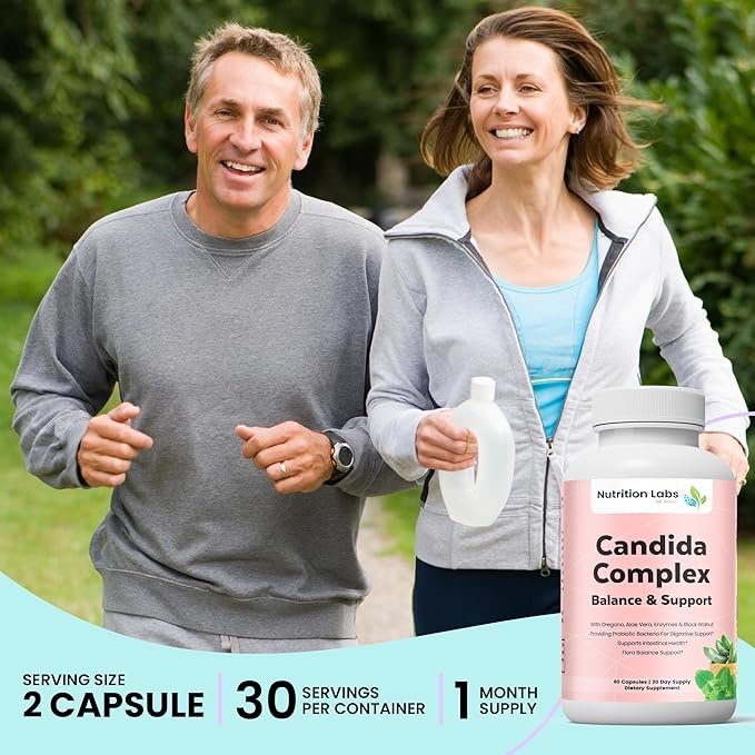 Candida Cleanse Supplement for Balance & Support, Candidase Detox, Women & Men. Gut Health & Flora, pH Level, Intestinal Health. Lactospore® Probiotics. Anti Yeast Overgrowth W/ Oregano, Caprylic Acid