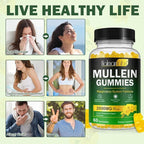 Mullein Gummies for Lungs, 2000mg Mullein Leaf Extract for Lung Cleanse and Respiratory Support, Natural Mullein Herbal Supplement, Pear Flavor Gummies 60 Count