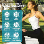 GABA Gummies, Sugar-Free Stress Relief Gummies for Adults, High-Potency GABA L-theanine Supplement with Magnesium, Ashwagandha, 5-HTP & Vitamin B6 for Zzz & Brain Health, Vegan, 60