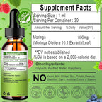 Organic Moringa Liquid Drops for Energy,Metabolism Immune Support,Moringa Leaf Extract 6X Absorption Than Powder Capsule Gummies,Green Superfood Supplement for Women Men