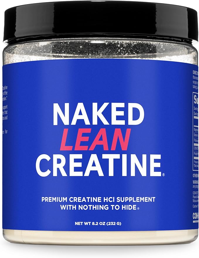 NAKED Lean Creatine HCl Powder, 100 Servings - Con-Cret Creatine Hydrochloride with Organic Prickly Pear Extract, Electrolytes - Muscle Growth, Strength & Cognitive Support - Unflavored
