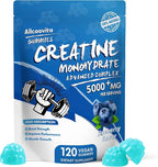 NSF Certified Creatine Gummy - Creatine Monohydrate Gummies 5000mg for Men & Women -120 Gummies Advanced Formula, Muscle Strength, Muscle Builder, Energy Boost, Pre-Workout Supplement-Blueberry