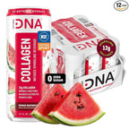 HYDRADNA- Sparkling Liquid Collagen Protein Water Drink Balanced Nutrients for Wellness - Sugar-Free - Keto-Friendly - No Gluten (12 Pack) Watermelon