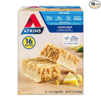 Atkins Lemon Flavored Snack Bar, High Protein Bar, Low Sugar and Low Carb, Keto Friendly Snack, Gluten Free, High in Fiber, Made with Real Almond Butter, 16 Count