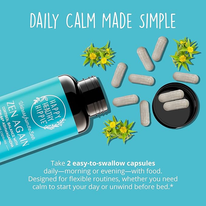 Zen Again Cortisol Manager with Ashwagandha KSM-66® | Cortisol Supplements for Women | 11-in-1 Complex | Natural Stress Support Supplement with L-Theanine, Rhodiola & Magnesium | Vegan, 60 Ct