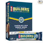 CLIF BUILDERS + Caffeine Protein Bars - Chocolate Chip Cookie Dough Flavor - 20g Plant Based Protein - Gluten Free - Non-GMO - Low Glycemic - No Artificial Sweeteners - 2.4 oz. (12 Pack)
