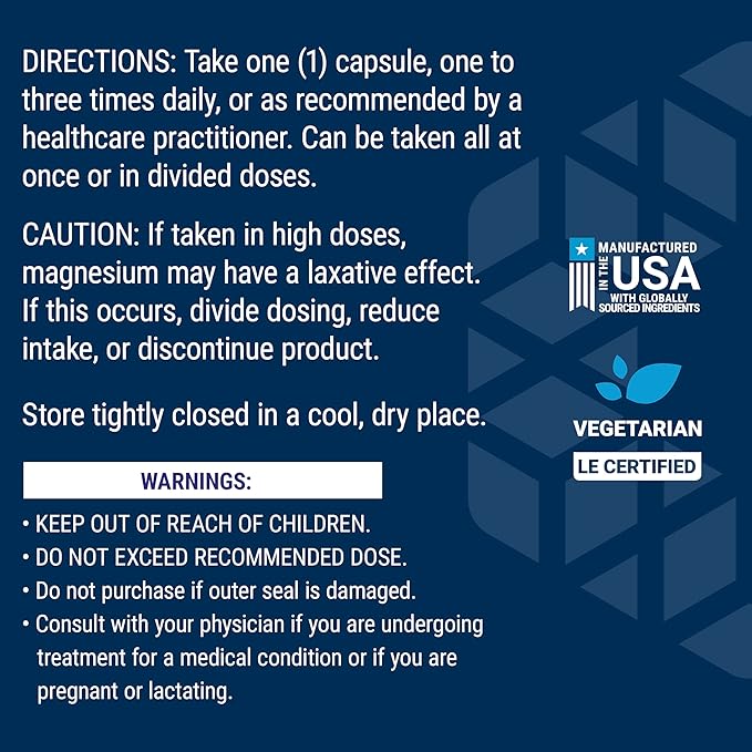 Life Extension Magnesium Citrate 100 mg Vegetarian Capsules, Blue, 100 Count