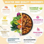 24-in-1 Dog Vitamins and Supplements 200 Ct Dogs Multivitamin Chewable Contain Chondroitin Probiotics Omega-3 Glucosamine for Dogs Skin Coat Heart Joint Gut Liver Brain Immune Support - Peanut Butter