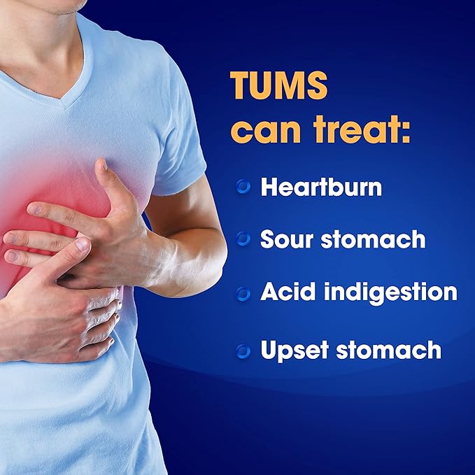 TUMS Chewy Bites Chewable Antacid Tablets with Gas Relief, Lemon & Strawberry - 28 Count