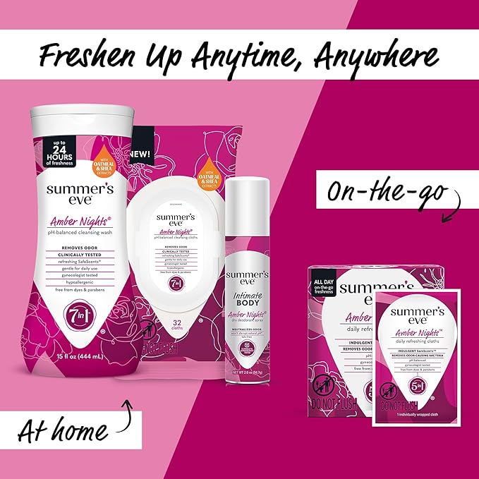 Summer's Eve Amber Nights Daily Feminine Spray with Talc-Free, Odor-Neutralizing and Moisture-Absorbing Formula, 2 Oz