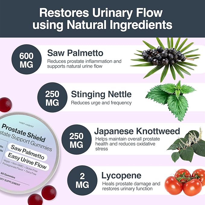 Prostate Health Gummies for Men & Women with Saw Palmetto & Lycopene - Prostate Supplements, Urinary Support, 9-in-1 Formula, Vegan, Gluten-Free, Non-GMO - 60 Gummies, 30 Day Supply