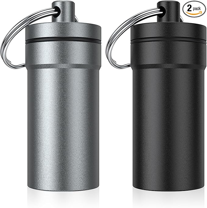 Portable Ear Plug Carrying Case, Urekt Waterproof Metal Earplug Case Keychain Container Holder（2 Pack）