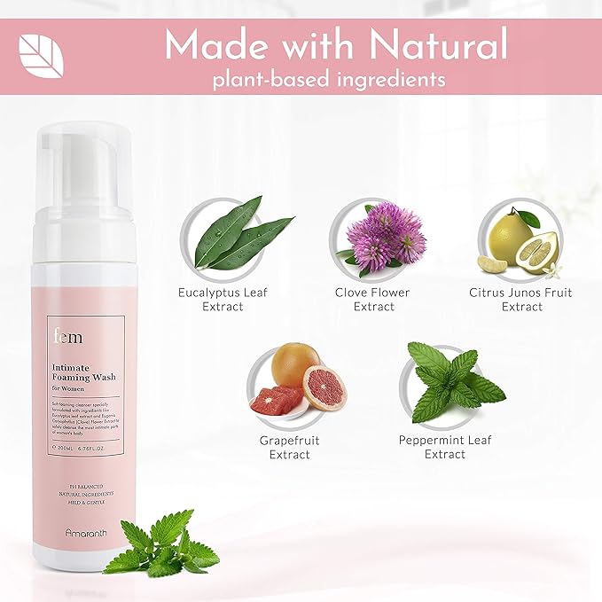 fem pH Balance Intimate Wash for Women, Feminine Wash for Sensitive Skin, Gentle Cleanser for Daily Use, Helps Eliminate Irritation, Itching, Odor (200ml / 6.8 fl oz)