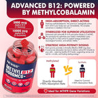 Methyl B12 Vitamins 5000mcg Gummies & Iron 18mg for Women, Men - Active Methylted B Complex Supplement w/L-Methylfolate, B6, D3 for Energy, Cognition, Focus, Immune - B12 with Iron Supplement, 2Pack