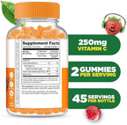 Lifeable Kids Vitamin C Gummies | 250mg | Great Tasting VIT C | Vegan GMO-Free Vitamin C Chewable | for Immune Support | 90 Gummies