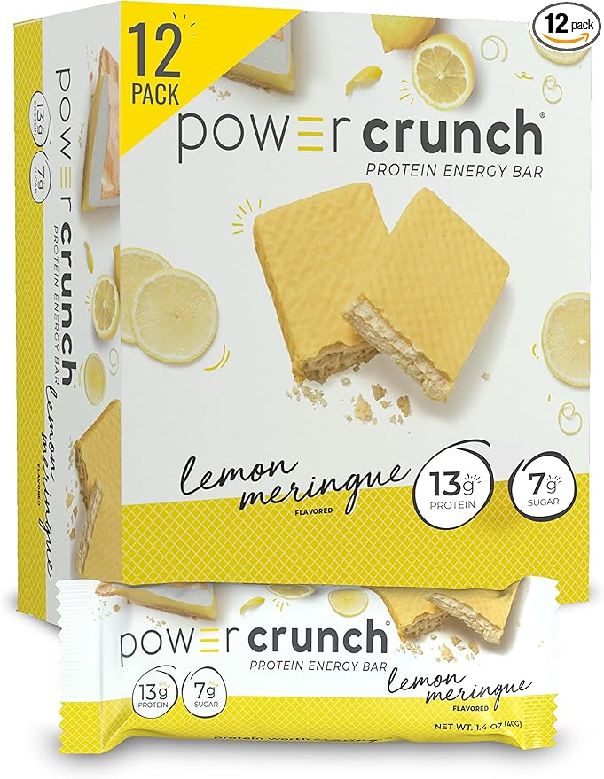 Power Crunch Protein Wafer Bars, High Protein Snacks with Delicious Taste, Lemon Meringue, 1.4 Ounce (12 Count)