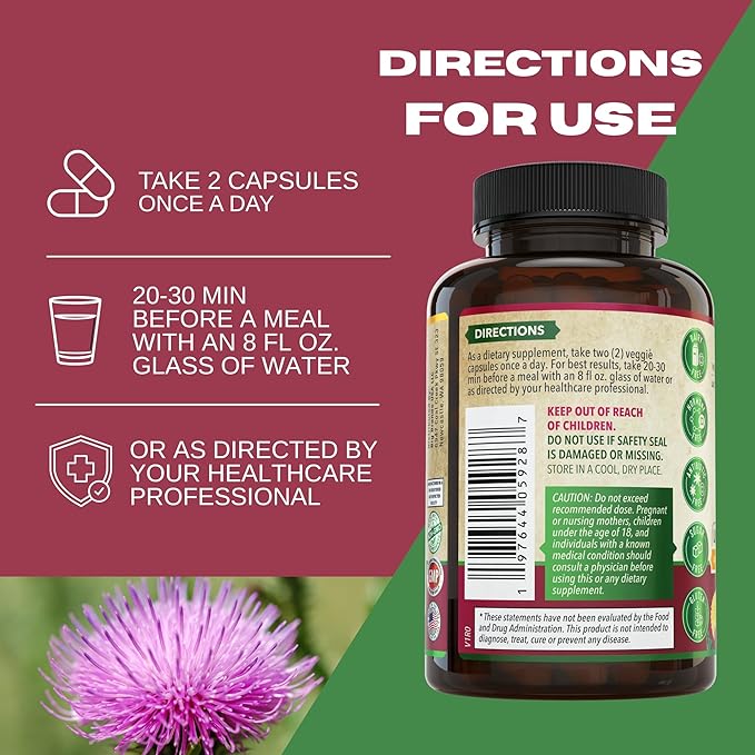 Advanced Liver Cleanse Detox & Repair Formula with Milk Thistle. Liver Detox & Support Supplement for Men & Women, USA Made. Liver Repair & Detox Support, 512mg