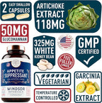 Appetite Suppressant for Weight Loss - Garcinia Cambogia, Glucomannan Appetite Control Supplements and Metabolism Booster for WeightLoss - Lose Weight Fast for Women and Men - 60 Veggie Diet Pills