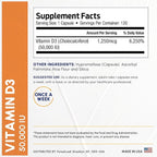 ForestLeaf - Vitamin D3 IU Weekly Supplement - Vitamin D Capsules for Bones, Teeth, and Immune Support - Easy Swallow Pure Vitamin D3 Caps (50,000 IU - 120 Count - 2 Pack)