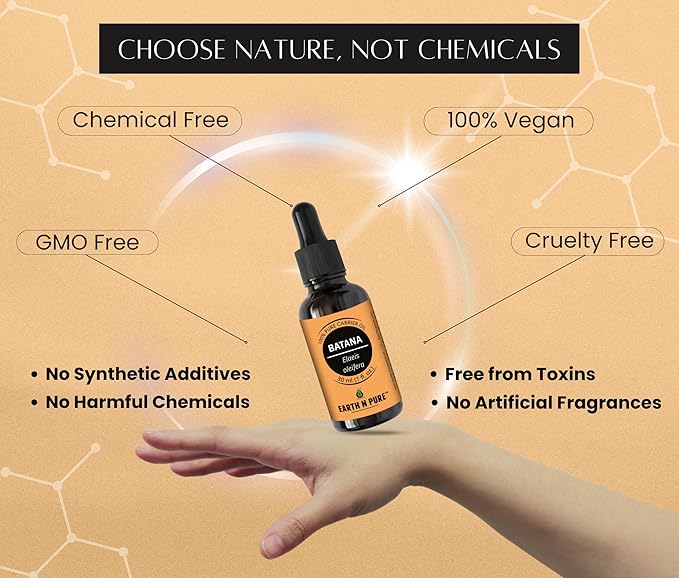 Earth N Pure Batana Oil 100% Natural and Therapeutic Grade for Hair Growth and Healthy Skin 50 ML