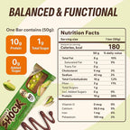 Fitness SHOCK Pistachio Chocolate Protein Bars - No Added Sugar, Low Calorie Low Carb Snack - 10g Protein, 0g Added Sugar, 180 Kcal, 15g Net Carbs, 8g Fat - 12 x 50g