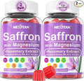 Saffron Supplements Gummies - 4 Months Supply - Saffron Extract 177mg 88.5mg, w/Magnesium Glycinate 400mg 200mg, Rhodiola Rosea, Rosemary, B6 B12 D3 for Calm, Nerve, Rest, Focus, Sugar-Free, 2 Pack