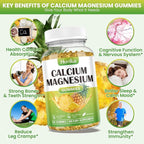 Calcium Magnesium Zinc Gummies, Calcium Magnesium 2:1 Ratio with Vitamin D3, K2, B6, B12 for Bone Strength, Muscle Function & Nerve Health, Extra Absorption Formula, Vegan, Pineapple Flavor 60 Gummies