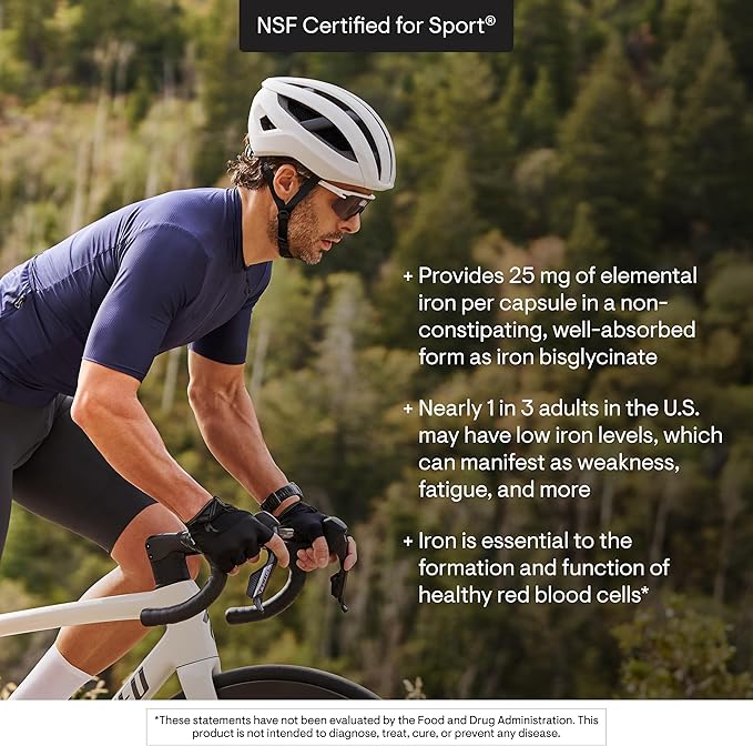 THORNE - Iron Bisglycinate - 25 mg Iron Supplement for Enhanced Absorption Without Gastrointestinal Side Effects* - NSF Certified for Sport - Gluten-Free - 60 Servings