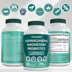 PrimeMD 5-in-1 Cortisol Supplement with Ashwagandha - Herbal Supplements with Shilajit Extract, Magnesium Glycinate, Probiotics (120 ct, Pack of 3)