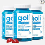 Goli Zero Sugar Ashwagandha Gummies, 60 Count Each (3 Pack, 180 Total) – with KSM-66, L-Theanine, Maca and Vitamin D - No Sugar Alcohols - Vegan, Keto-Friendly, Non-GMO