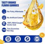 Cod Liver Oil 1000mg Gummies for Adults & Kids, with Vitamin A & D3 - Omega 3 Fish Oil Supplement - DHA 360mg & EPA 240mg for Brain, Bone, Eye & Immune Health, Sugar Free, 120 Count