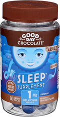 Good Day Chocolate Melatonin for Adults [ 80 Count ] - Fair Trade Non-GMO Chocolate with Chamomile and Melatonin 1 mg - Adult Melatonin, Adult Natural Sleep Aid Supplement