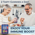 JB Wellness Co 8 in 1 Immune Defense Booster Supplement Gummies with Astragalus Root, Vitamin C and Zinc, Vitamin D3, Elderberry and Quercetin (2 Pack)