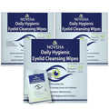 NOVEHA 180Pcs Daily Hygienic Eyelid & Lash Wipes | Individually Wrapped Cleansing Eyelash Wipes - For Blepharitis & Itchy Eyes, Demodex and Natural Makeup Remover & Daily Cleanser (3 Pack)