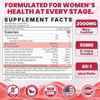 Inositol Gummies with Evening Primrose Oil for Women - 40:1 Ratio Myo-Inositol 2000mg & D-Chiro Inositol 50mg with Vit D3 B6 B12 & Zinc, Sugar-Free for Female Natural Balance & Wellness, Vegan (60ct)