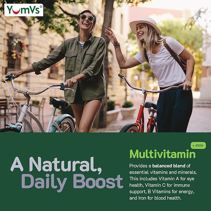 YUM-V'S Iron Gummies - Multivitamin Iron Supplement with Vitamin C, A, B & Zinc, Supports Blood Oxygen, Vegan Supplements for Women, Men & Kids for Growth and Development - Grape Flavor | 2-Pack