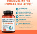 Glucosamine Chondroitin MSM Joint Support Supplement - Collagen Peptides, Turmeric and Ginger, Hyaluronic Acid, Glucosamine Chondroitin Sulfate for Joint Comfort - Gluten Free, Non GMO, 180 Capsules