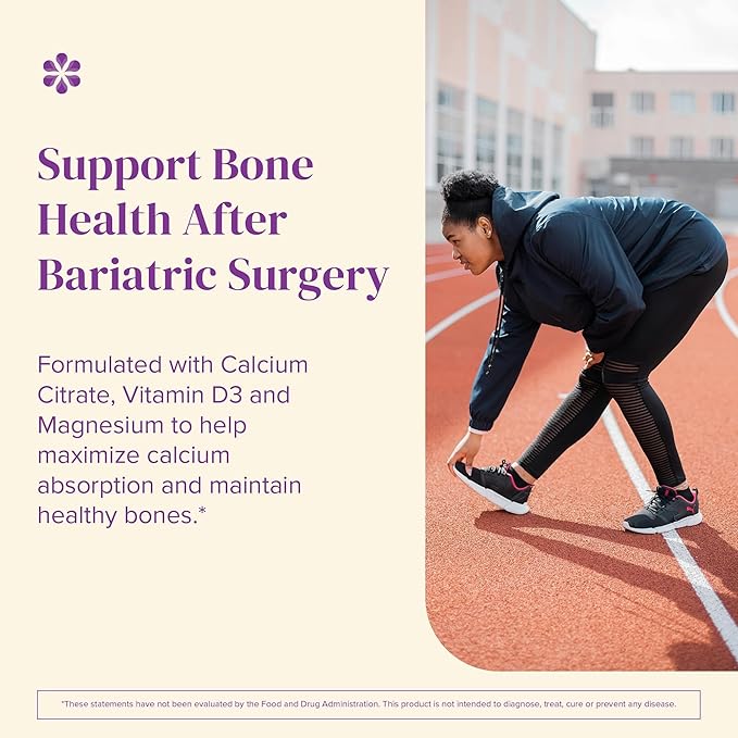BariMelts Calcium Citrate with Vitamin D3 & Magnesium, 120 Smooth-Dissolving Tablets (1-Month Supply), Bariatric Calcium Supplements for Women, Natural Berry Flavor