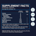 NutraPep Creatine Monohydrate Gummies 5g for Men Women - with L-Taurine Betaine Anhydrous Alpha-GPC BCAA 2:1:1 - Sugar-Free Gluten Free Chewable Creatine Supplement Bites