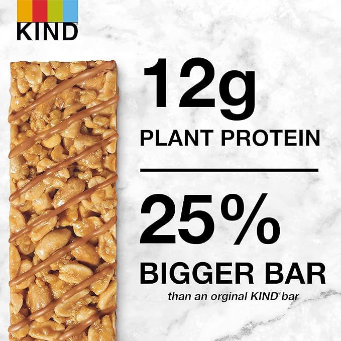 KIND Protein Snack Bar, Crunchy Peanut Butter, Healthy Snacks, Gluten Free, 12g Plant Protein, 12 Count