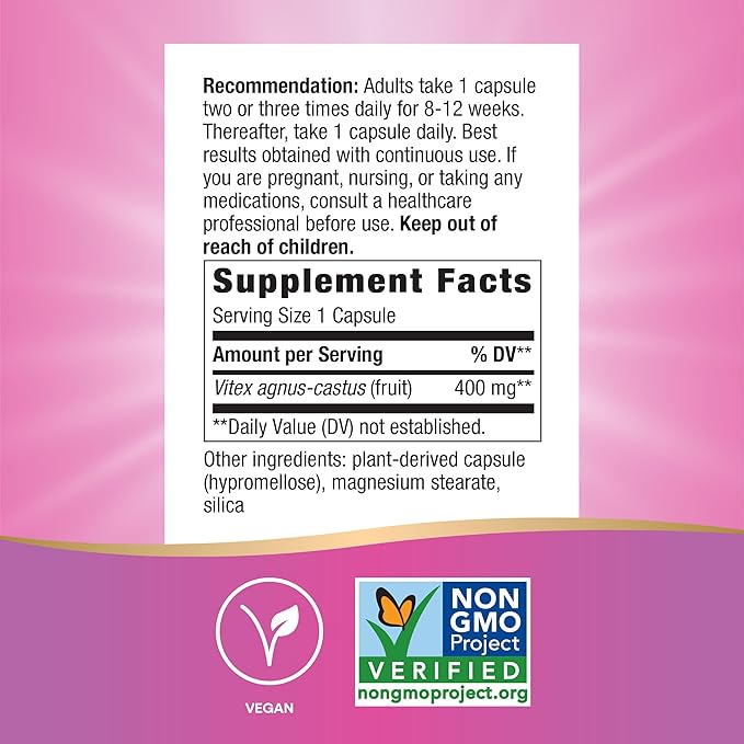 Nature's Way Vitex Fruit, Traditional Menstrual Cycle Support*, Traditional Women's Health Support*, Chasteberry Supplement for Women, Vegan, 320 Capsules (Packaging May Vary),(Pack of 2)