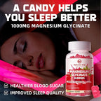 Magnesium Glycinate Gummies 1000mg - Sugar Free Magnesium Potassium Supplement with Vitamin D, B6, CoQ10 for Calm Mood & Sleep Support - 90 Raspberry Gummies.